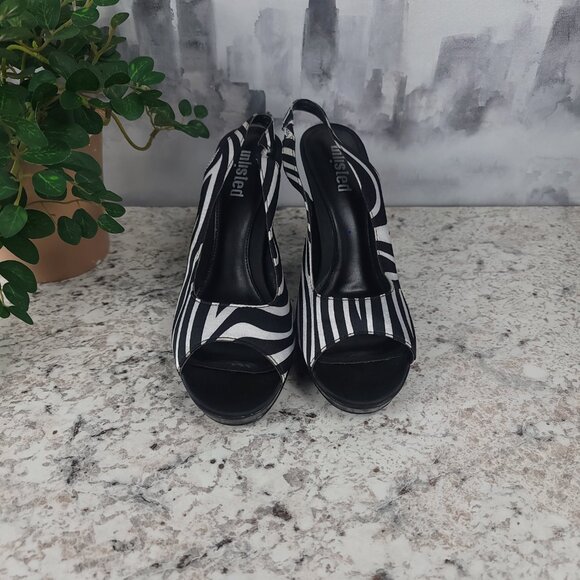 Zebra Print Open Toe Ankle Strap Heels - Picture 4 of 5